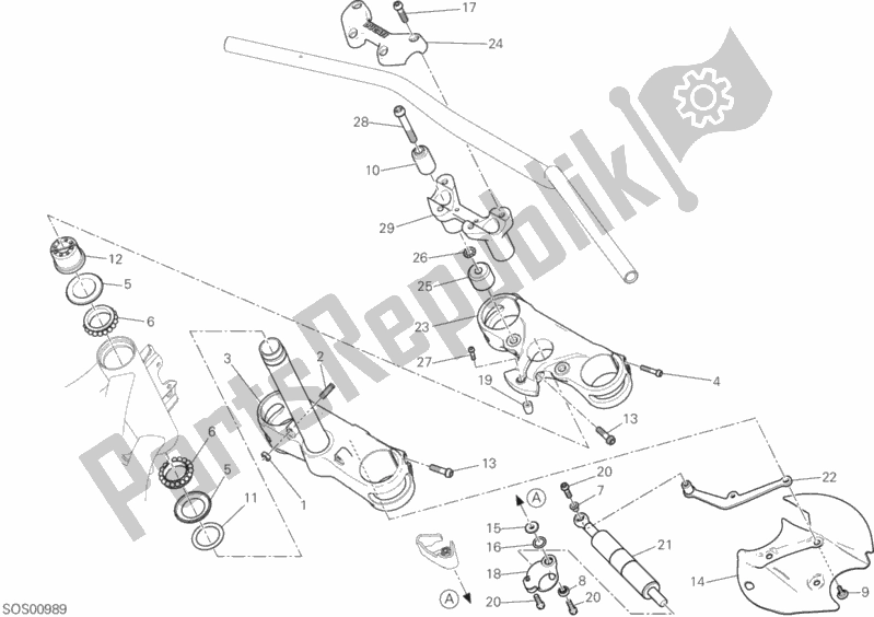 Todas as partes de Conjunto De Base Da Cabeça De Direção do Ducati Multistrada 1260 Enduro Touring 2020